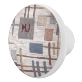 四角モダンデザイン付き/イニシャルセラミックドアノブ セラミックノブ