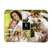 四角モダンファミリのモノグラム写真コラージマグネット マグネット (横)