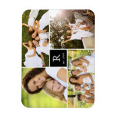 四角モダンファミリのモノグラム写真コラージマグネット マグネット (縦)