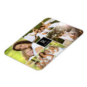 四角モダンファミリのモノグラム写真コラージマグネット マグネット (左側)