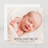 四角モダンベビー誕生発表写真カード 案内状 (正面/裏面)