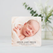 四角モダンベビー誕生発表写真カード 案内状 (スタンド正面)