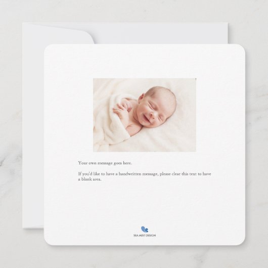 四角モダンベビー誕生発表写真カード 案内状 (裏面)