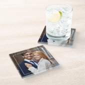 四角モダン枠モノグラムの写真 ガラスコースター (アングル)