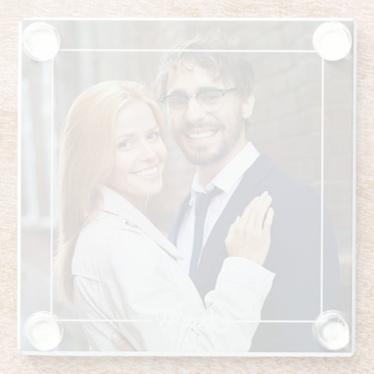 四角モダン枠モノグラムの写真 ガラスコースター (裏面)