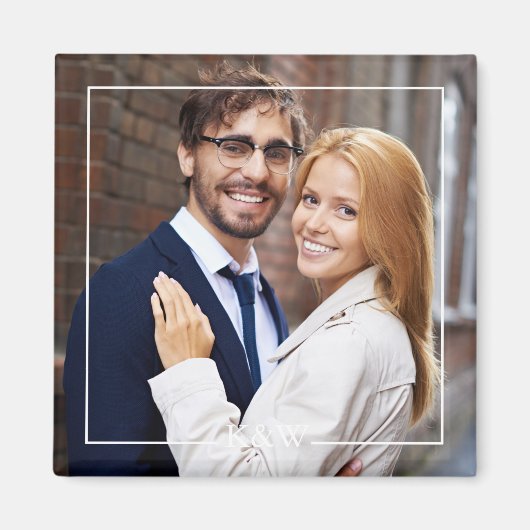 四角モダン枠モノグラムの写真 マグネット (正面)