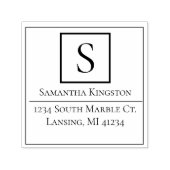 四角モダン枠モノグラム差出人住所 セルフインキングスタンプ (デザイン)
