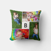 四角モダン格子モノグラムシンプル4 Photo Collage クッション (正面)