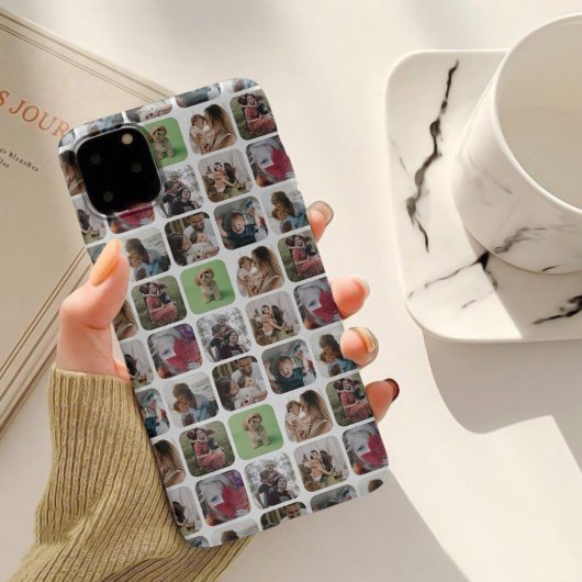 四角モダン色の写真のコラージュ iPhoneケース