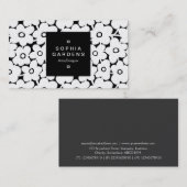 四角ラベル01a -はっきりした花（黒） 名刺 (正面/裏面)