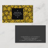四角ラベル01a – 花のパット – 黄色（Blk上） 名刺 (正面/裏面)
