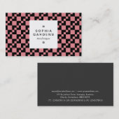 四角ラベル03a - Domino Patchwork – ピンク 名刺 (正面/裏面)