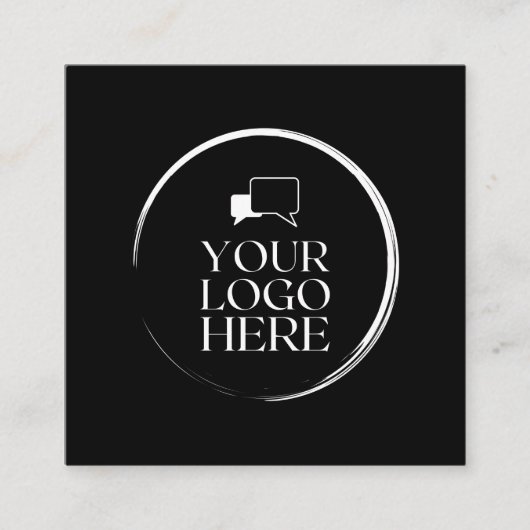 四角ロゴの円をカスタム黒に追加モダンする スクエア名刺 (正面)