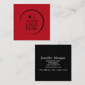 四角ロゴの円を赤カスタムに追加モダンする スクエア名刺 (正面/裏面)
