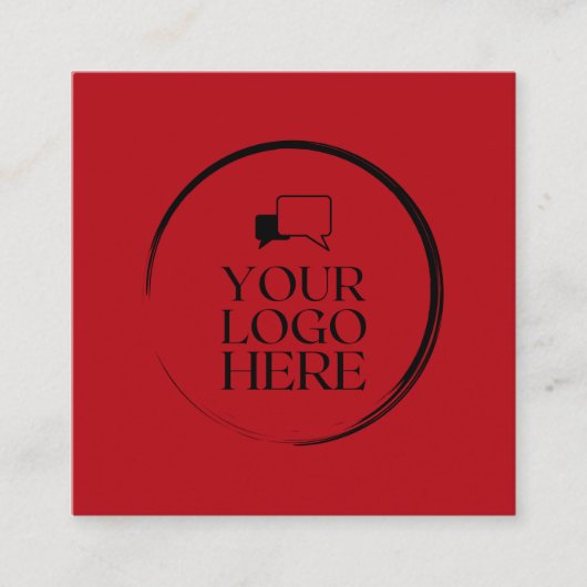 四角ロゴの円を赤カスタムに追加モダンする スクエア名刺 (正面)