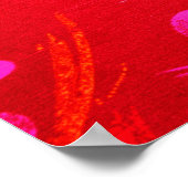 四角形とシェイプの赤いテクスチャ付き背景 ポスター (角)