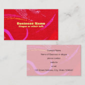 四角形とシェイプの赤いテクスチャ付き背景 名刺 (正面/裏面)