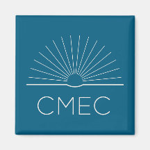 四角形のターコイズブルーとホワイトの冷蔵庫マグネット CMEC