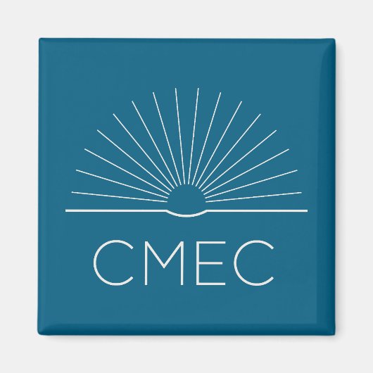 四角形のターコイズブルーとホワイトの冷蔵庫マグネット CMEC マグネット (正面)