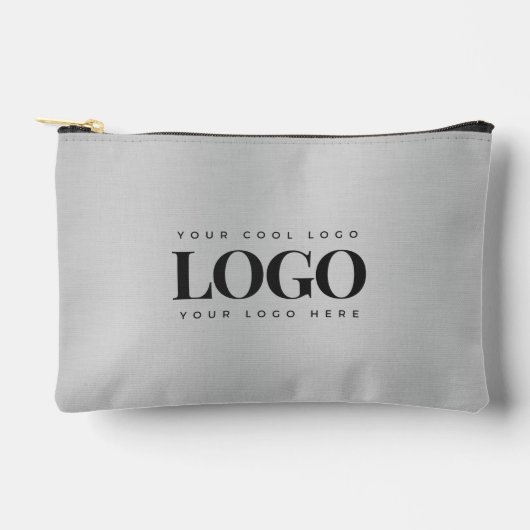 四角形のビジネスロゴを灰色で追加 アクセサリーポーチ (正面)