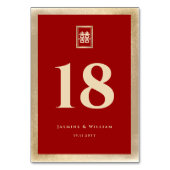 四角形の二重の幸福中国の金ゴールド結婚の テーブルナンバー (裏面)