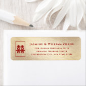 四角形の二重の幸福中国の金ゴールド結婚の ラベル (インサイチュ)