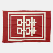 四角形の二重クラシック幸福中国の結婚 キッチンタオル (横)