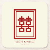 四角形の二重クラシック幸福中国の結婚 スクエアペーパーコースター (正面)