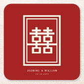 四角形の二重クラシック幸福中国の結婚 スクエアペーパーコースター (正面)