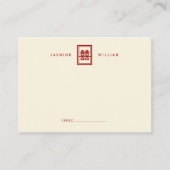 四角形の二重クラシック幸福中国の結婚 プレイスカード (正面)