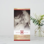 四角形の二重中国の幸福結婚の写真 サンキューカード (スタンド正面)