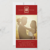 四角形の二重中国の幸福結婚の写真 サンキューカード (正面)