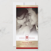 四角形の二重中国の幸福結婚の写真 サンキューカード (正面)