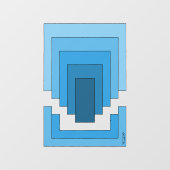 四角形の抽象芸術（青） ウィンドウサイン (シート)