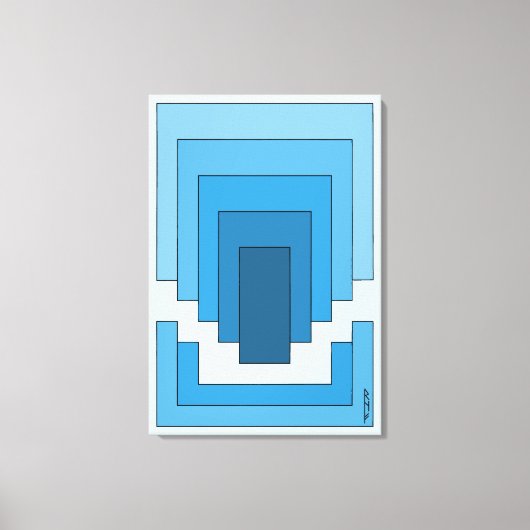 四角形の抽象芸術（青） キャンバスプリント (正面)