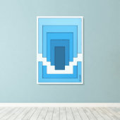 四角形の抽象芸術（青） キャンバスプリント (インサイチュ (ウッドフロア))