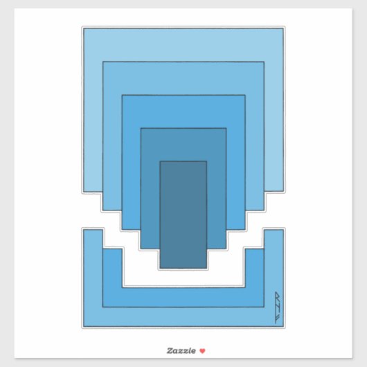 四角形の抽象芸術（青） シール (シート)