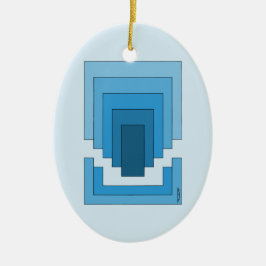 四角形の抽象芸術（青） セラミックオーナメント