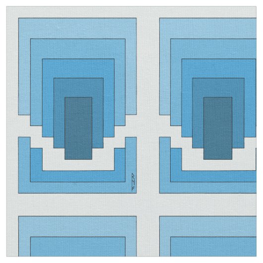 四角形の抽象芸術（青） ファブリック (クローズアップ)