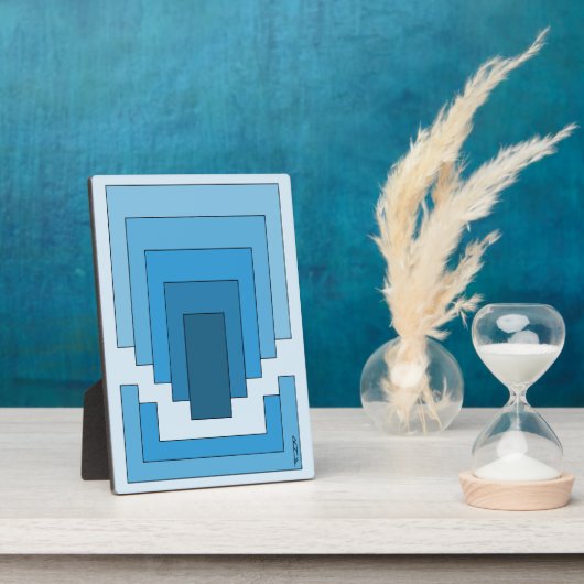 四角形の抽象芸術（青） フォトプラーク (側面)