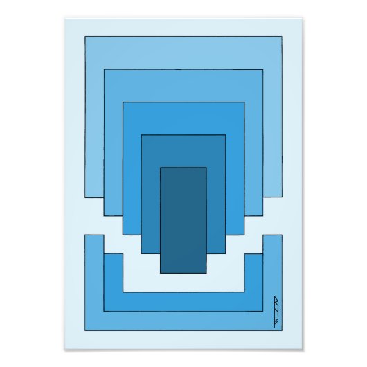 四角形の抽象芸術（青） フォトプリント            (正面)