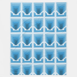 四角形の抽象芸術（青） フリースブランケット