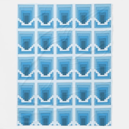 四角形の抽象芸術（青） フリースブランケット (正面)