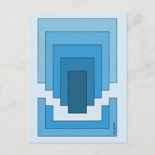 四角形の抽象芸術(青) ポストカード (正面)