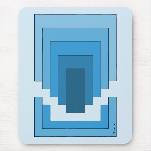 四角形の抽象芸術（青） マウスパッド (正面)