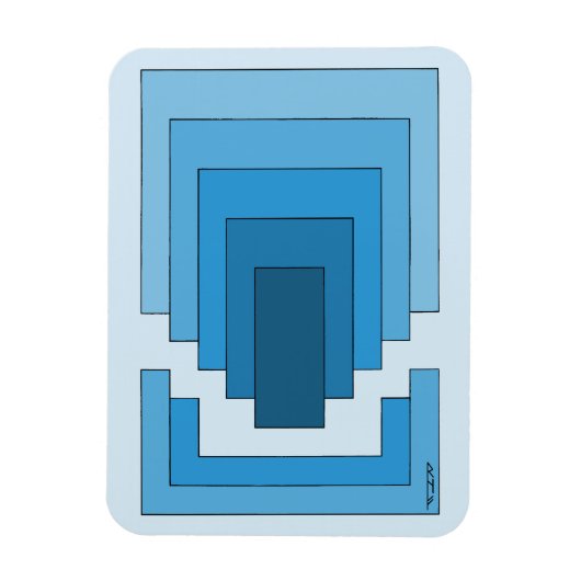 四角形の抽象芸術（青） マグネット (縦)