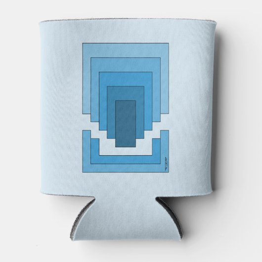 四角形の抽象芸術（青） 缶クーラー (正面)