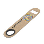 四角形の青と赤のツタの照明付き文字B スピード栓抜き (裏面アングル)