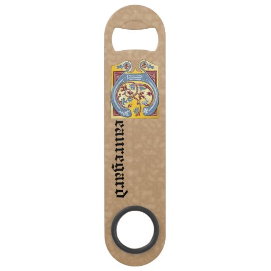 四角形の青と赤のツタの照明付き文字C スピード栓抜き (裏面)