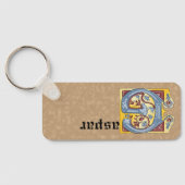 四角形の青と赤のツタの照明付き文字G キーホルダー (裏面)